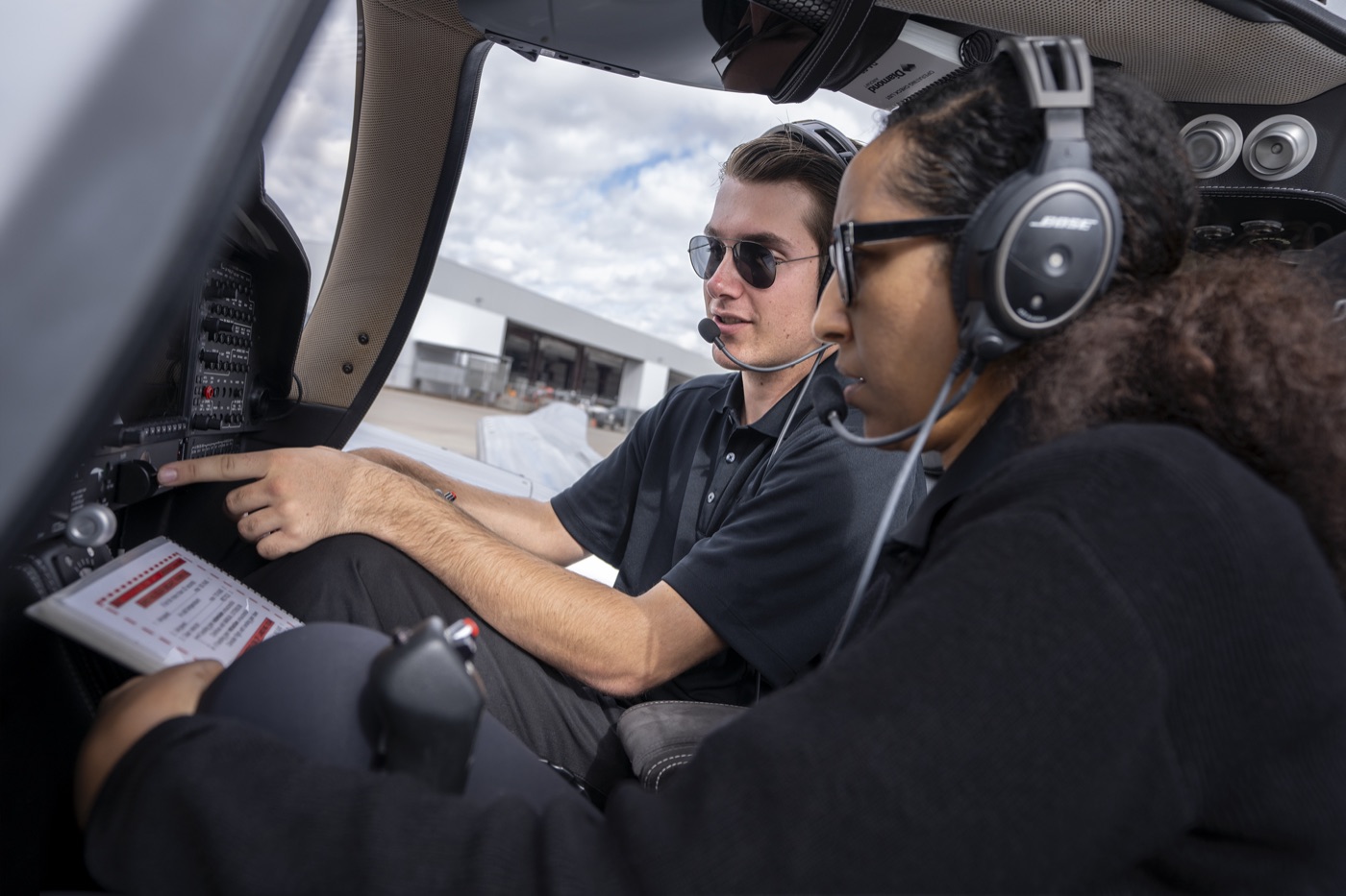 Student on the controls